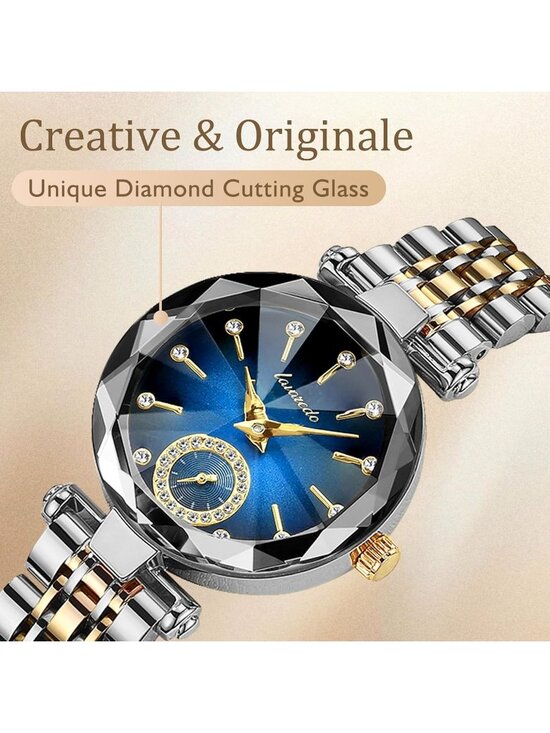 Women\'s Silver Blue Elegant Stainless Steel Creative Diamond Dial Round Watch main image 6